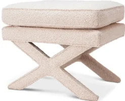 Casa Padrino Luxus Hocker Creme - Rechteckiger Sitzhocker - Kreuzhocker - Luxus Möbel