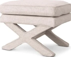 Casa Padrino Luxus Hocker Cremeweiß - Rechteckiger Sitzhocker - Kreuzhocker - Luxus Möbel