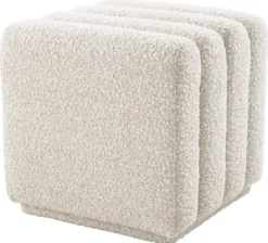 Casa Padrino Luxus Hocker Cremefarben 47 x 46 x H. 46 cm - Gepolsterter Wohnzimmer Sitzhocker - Luxus Möbel