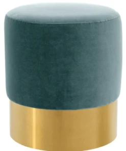 Casa Padrino Luxus Hocker Dunkeltürkis / Gold Ø 40 x H. 45 cm - Hotel Möbel