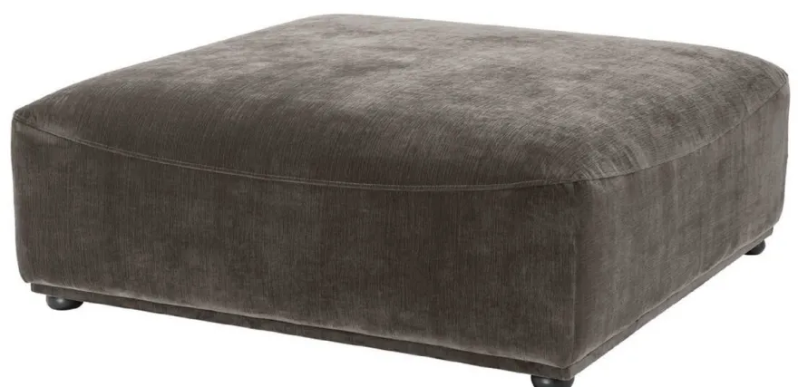 Casa Padrino Luxus Hocker Grau / Schwarz 109 x 109 x H. 42 cm - 4 eckiger Sitzhocker - Luxus Möbel
