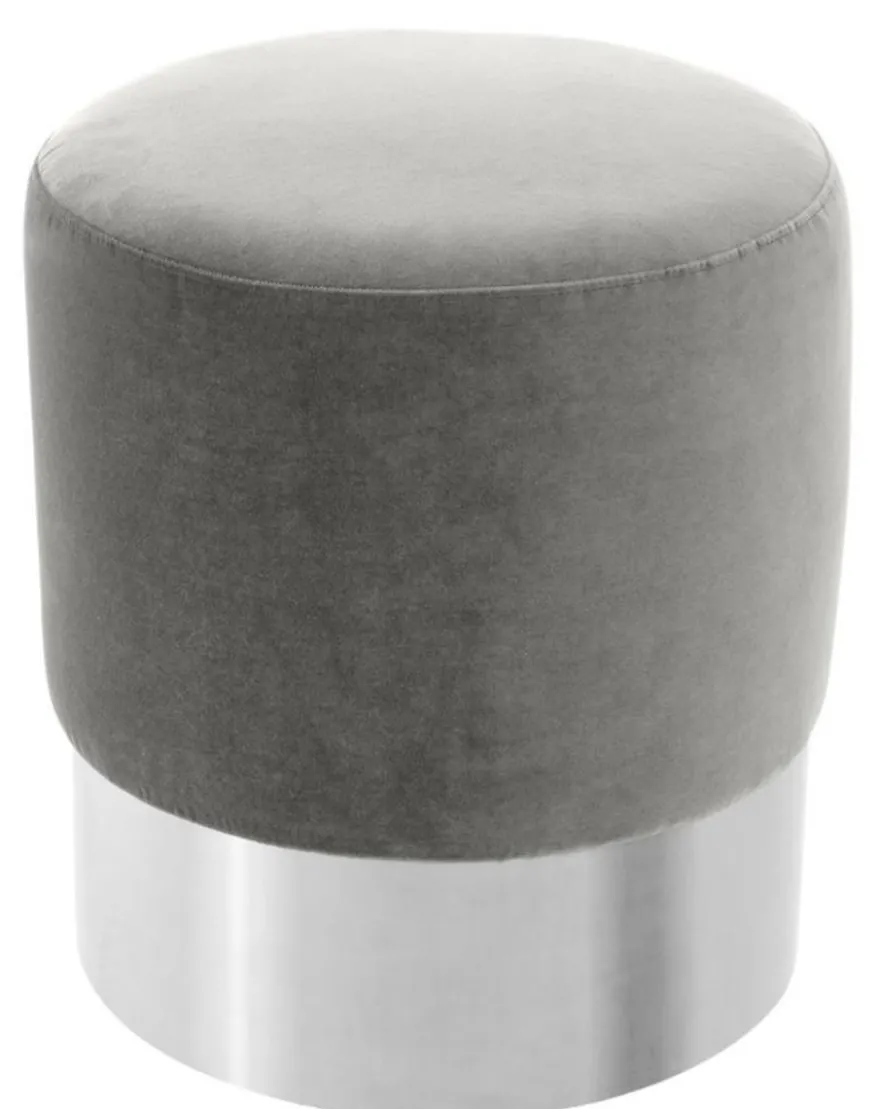 Casa Padrino Luxus Hocker Grau / Silber Ø 40 x H. 45 cm - Hotel Möbel