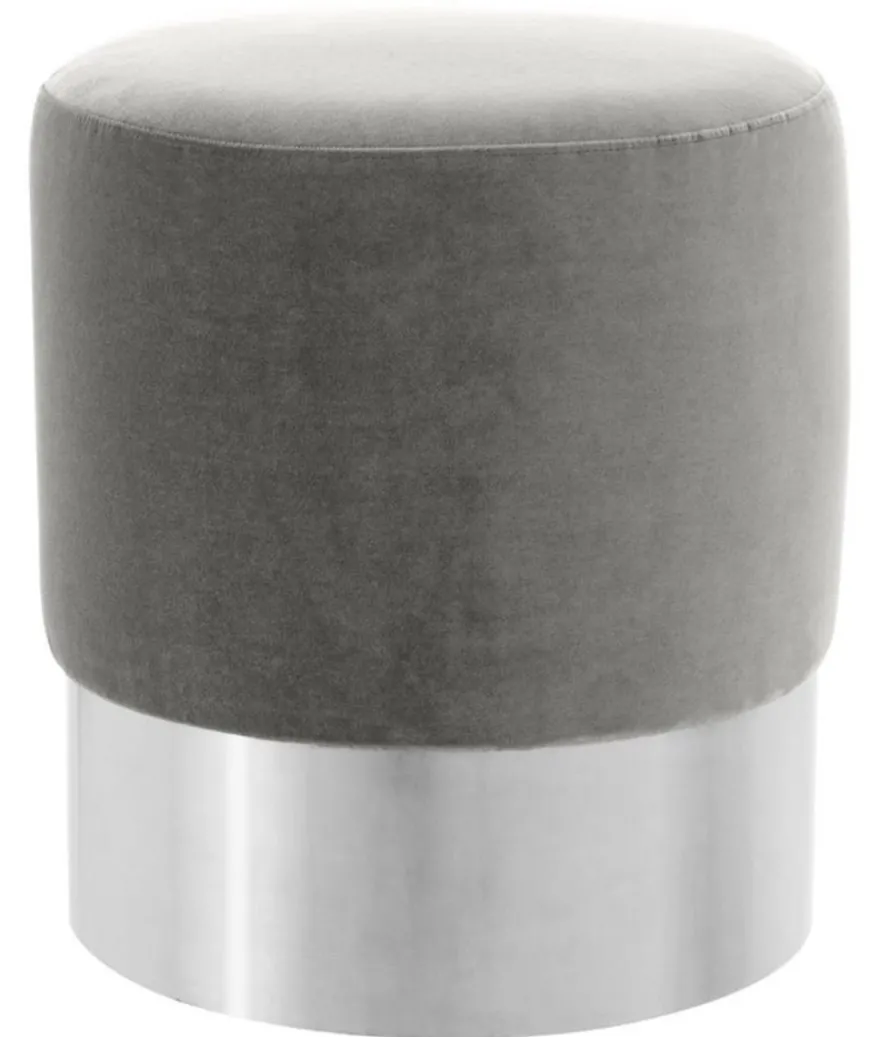 Casa Padrino Luxus Hocker Grau / Silber Ø 40 x H. 45 cm - Hotel Möbel