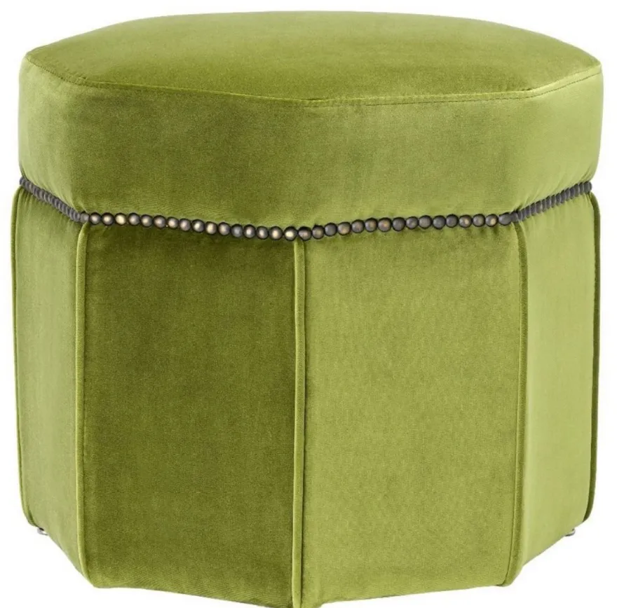 Casa Padrino Luxus Hocker Hellgrün / Antik Messingfarben 46 x 46 x H. 44 cm - 8 eckiger Sitzhocker - Luxus Möbel