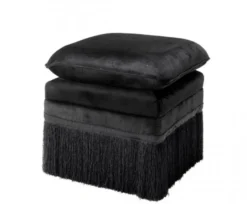 Casa Padrino Luxus Hocker im Barockstil Schwarz 41 x 41 x H. 42 cm - Eleganter Hotel Hocker für gehobene Ansprüche