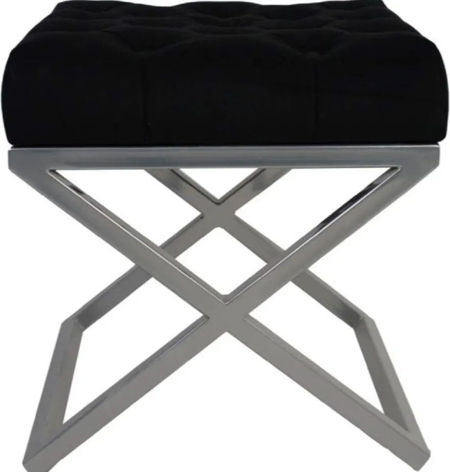 Casa Padrino Luxus Hocker / Kreuzhocker 45 x 45 x H. 47 cm - Verschiedene Farben - Chesterfield Sitzhocker