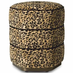 Casa Padrino Luxus Hocker Leopard / Bronze H. 54 cm - Luxus Hotel Möbel