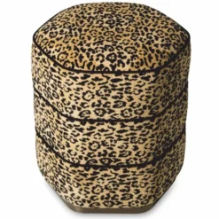 Casa Padrino Luxus Hocker Leopard / Bronze H. 54 cm - Luxus Hotel Möbel