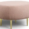 Casa Padrino Luxus Hocker Rosa / Gold 76 x 67 x H. 44 cm - Gepolsterter Wohnzimmer Sitzhocker mit Metallbeinen - Fußhocker - Wohnzimmer Möbel - Luxus Möbel - Luxus Einrichtung