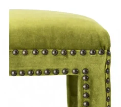 Casa Padrino Luxus Hocker Samt Optik Grün Antik-Bronze Nägel 47 x 47 x H. 52,5 cm - Barock Möbel