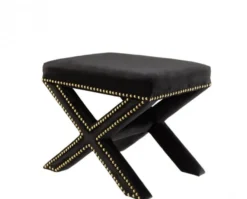 Casa Padrino Luxus Hocker Schwarz 51 x 37 x H. 42 cm - Luxus Kollektion