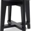 Casa Padrino Luxus Hocker Schwarz / Naturfarben Ø 44,5 x H. 47 cm - Runder Massivholz Sitzhocker mit Rattangeflecht - Wohnzimmer Möbel