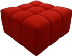 Casa Padrino Luxus Hocker / Sitzhocker Rot 90 x 90 x H. 50 cm - Wohnzimmermöbel