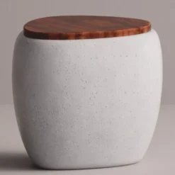 Casa Padrino Luxus Hocker Weiß / Dunkelbraun 55 x 48 x H. 47 cm - Beton Möbel