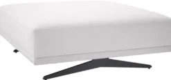 Casa Padrino Luxus Hocker Weiß / Bronzefarben 108 x 108 x H. 41 cm - Sitzhocker - Fußhocker - Luxus Wohnzimmer Möbel