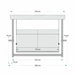 Casa Padrino Luxus Hollywoodschaukel Anthrazit / Braun 226 cm - Exklusive Gartenschaukel für 4 Personen mit Sonnendach