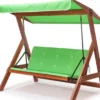 Casa Padrino Luxus Hollywood Schaukel Hellgrün / Braun - Massivholz Garten Schaukel mit Sonnendach - Garten Möbel - Terrassen Möbel - Outdoor Möbel - Luxus Möbel
