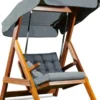 Casa Padrino Luxus Hollywood Schaukel Anthrazitgrau / Braun - Moderne Wetterfeste Garten Schaukel mit Sonnendach - Terrassen Möbel - Garten Möbel - Luxus Kollektion