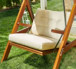 Casa Padrino Luxus Hollywood Schaukel Cremefarben / Braun - Moderne Wetterfeste Garten Schaukel mit Sonnendach - Terrassen Möbel - Garten Möbel - Luxus Kollektion