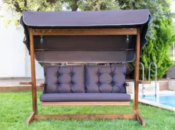 Casa Padrino Luxus Hollywood Schaukel Lila / Braun 237 cm - Garten Schaukel