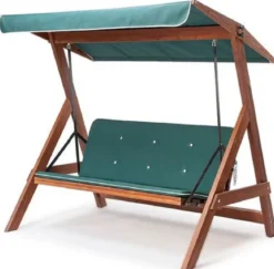 Casa Padrino Luxus Hollywood Schaukel Grün / Braun - Moderne Wetterfeste Garten Schaukel mit Sonnendach - Garten Möbel - Terrassen Möbel - Luxus Möbel