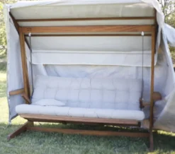 Casa Padrino Luxus Hollywood Schaukel Schutzbezug Grau 190 cm - Wetterfeste Garten Schaukel Schutzhülle - Garten Accessoires - Luxus Qualität