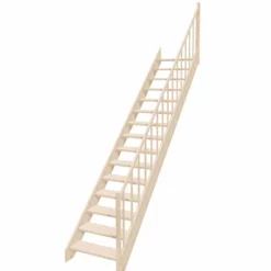 Casa Padrino Luxus Holztreppe mit Geländer rechte Seite Naturfarben H. 307 cm