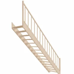 Casa Padrino Luxus Holztreppe mit Geländer linke Seite Naturfarben H. 307 cm