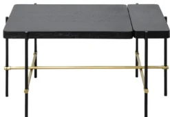Casa Padrino Luxus Hotel Couchtisch Schwarz / Gold 80 x 40 x H. 45 cm - Hotel Möbel