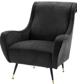 Casa Padrino Luxus Hotel Salon Sessel Schwarz 80 x 90 x H. 88 cm - Wohnzimmer Möbel