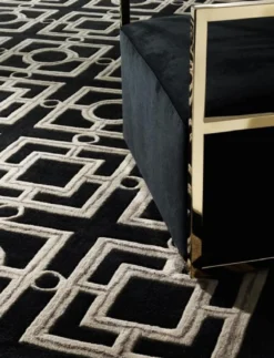 Casa Padrino Luxus Hotel Teppich Schwarz / Taupe - Verschiedene Größen - Luxus Hotel Accessoires