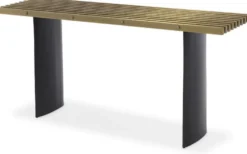 Casa Padrino Luxus Industrial Design Konsole Messingfarben / Schwarz 160 x 42,5 x H. 76 cm - Industrie Stil Konsolentisch mit Metallgitter Tischplatte und ellipsenförmigen Tischbeinen - Luxus Qualität