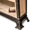Casa Padrino Luxus Industrie Stil Bücherschrank Naturfarben / Schwarz 245,5 x 42 x H. 247 cm - Massivholz Schrank mit Schiebetür - Wohnzimmerschrank - Büroschrank - Luxus Industrie Stil Möbel