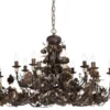 Casa Padrino Luxus Jugendstil Kronleuchter Rosen Rostfarben / Gold Ø 120 x H. 70 cm - Barock & Jugendstil Wohnzimmer Kronleuchter mit Swarovski Kristallglas