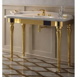 Casa Padrino Luxus Jugendstil Waschtisch Weiß / Gold - Badezimmer Möbel - Made in Italy