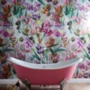 Casa Padrino Luxus Jugendstil Badewanne Rosa / Weiß / Silber 180 x 77 x H. 79 cm - Gebogene freistehende Gusseisen Badewanne - Barock & Jugendstil Badezimmer Möbel