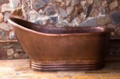 Casa Padrino Luxus Jugendstil Kupfer Badewanne 170 x 84 x H. 81 cm - Freistehende Retro Badewanne - Rustikale Kupfer Badezimmer Möbel