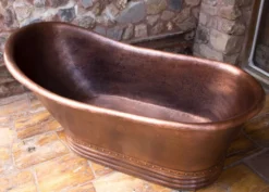 Casa Padrino Luxus Jugendstil Kupfer Badewanne 170 x 84 x H. 81 cm - Freistehende Retro Badewanne - Rustikale Kupfer Badezimmer Möbel
