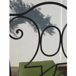Casa Padrino Luxus Jugendstil Schmiedeeisen Gartenstuhl mit Sitzkissen Schwarz / Grün H. 105 cm