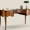 Casa Padrino Luxus Jugendstil Schreibtisch Braun / Gold / Grün - Mahagoni Bürotisch mit 5 Schubladen - Barock & Jugendstil Büromöbel - Made in Italy
