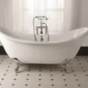 Casa Padrino Luxus Jugendstil Badewanne Weiß / Silber 180 x 77 x H. 79 cm - Gebogene freistehende Acryl Badewanne mit verchromten kugelförmigen Stahl Füßen - Jugendstil Badezimmermöbel