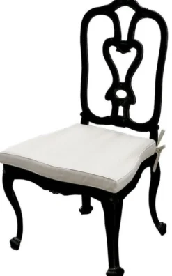 Casa Padrino Luxus Jugendstil Gartenstuhl Set mit Sitzkissen Schwarz / Hellgrau 56 x 59 x H. 100 cm - Handgeschmiedete Esszimmer Stühle - Esszimmer Garten Terrassen Möbel