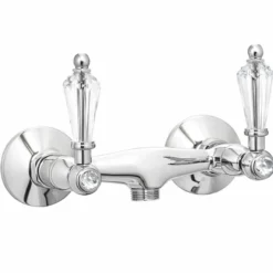 Casa Padrino Luxus Jugendstil Aufputz- Brausebatterie mit Kristallglas Silber - Made in Italy