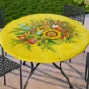 Casa Padrino Luxus Jugendstil Gartentisch Sonnenblumen Ø 100 cm - Runder Esstisch aus handbemaltem Lavastein - Gastronomie Möbel - Made in Italy