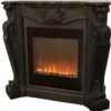 Casa Padrino Luxus Jugendstil Kamin mit LED Kamineinsatz Schwarz 118 x 43 x H. 111 cm - Luxus Elektrokamin Barock Design