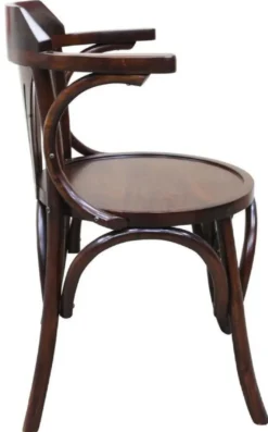 Casa Padrino Luxus Jugendstil Mahagoni Esszimmer Stuhl mit Armlehnen Dunkelbraun 59 x 50 x H. 82 cm - Massivholz Küchen Stuhl - Barock & Jugendstil Esszimmer Möbel