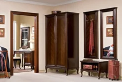 Casa Padrino Luxus Jugendstil Wandgarderobe Dunkelbraun 63,6 x 6,5 x H. 151 cm - Elegante Massivholz Wand Garderobe mit 2 Kleiderhaken - Garderoben Möbel - Schlafzimmer Möbel - Hotel Möbel