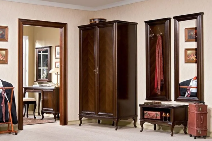 Casa Padrino Luxus Jugendstil Wandgarderobe Dunkelbraun 63,6 x 6,5 x H. 151 cm - Elegante Massivholz Wand Garderobe mit 2 Kleiderhaken - Garderoben Möbel - Schlafzimmer Möbel - Hotel Möbel
