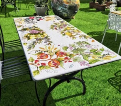Casa Padrino Luxus Jugendstil Gartentisch Blumenstrauß 180 × 90 cm - Rechteckiger Esstisch aus handbemaltem Lavastein - Gastronomie Möbel - Made in Italy