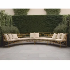 Casa Padrino Luxus Jugendstil Schmiedeeisen Sofa Gold / Creme 435 cm - Hotel & Garten Sofa